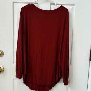 Free People Burgundy Long Sleeve Top flowy